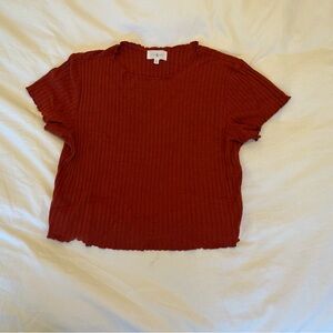 Lou & Grey cropped ribbed reddish brown shirt size medium